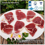Beef Ribeye Scotch-Fillet Cube-Roll BUDGET frozen Australia AMG steak cuts thickness: 2.5 & 1cm (price/kg)